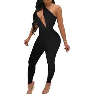 Relabota Women's One Piece Body Suit Romper, Black, Size‎ XL